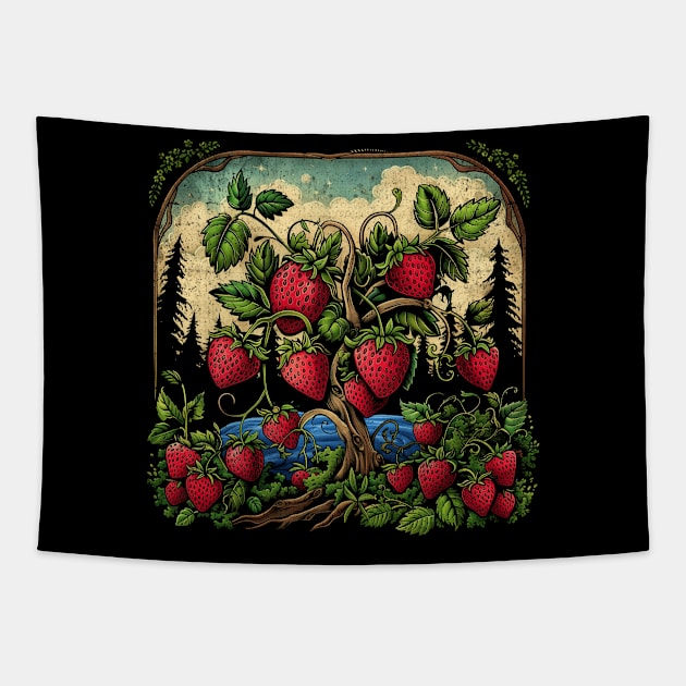 Cool Strawberry Plants by Night Tapestry by antrazdixonlda