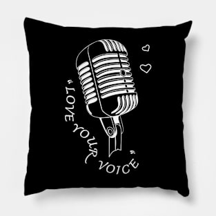 Love your voice. Retro microphone. Pillow