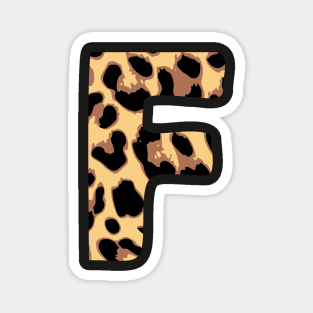 Letter F Initial Cheetah Monogram Sticker Magnet