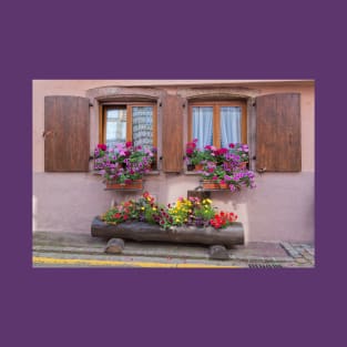 Two Windows and Colorful Flowers T-Shirt