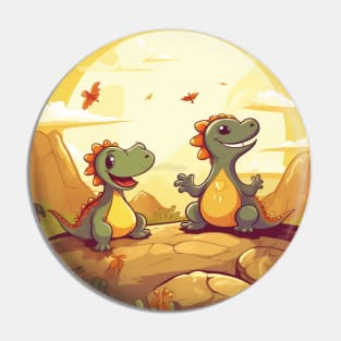 Adorable Cartoon Dinosaurs - Prehistoric Cuteness Unleashed Pin