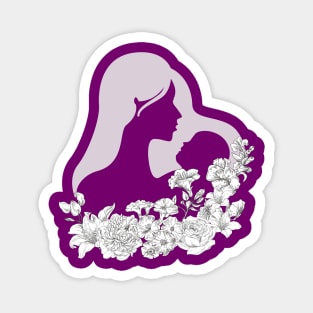 Sweet mother and child with white flowers Magnet