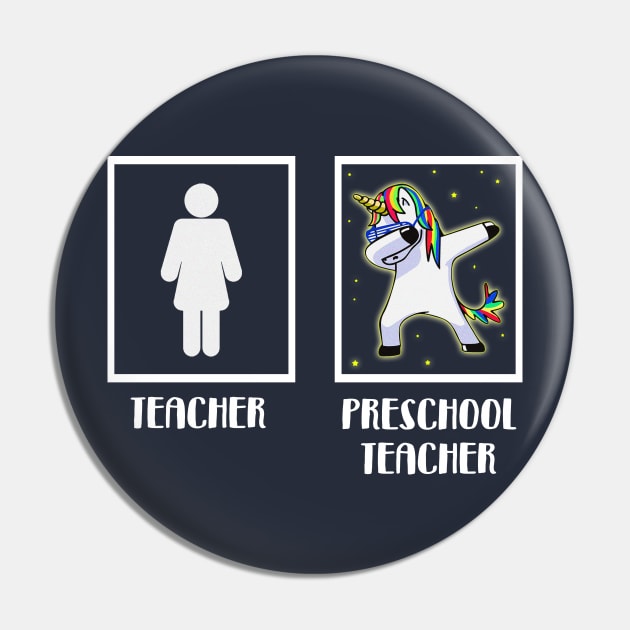 'Preschool Teacher Unicorn' Cute Teacher Dabbing Gift Pin by ourwackyhome