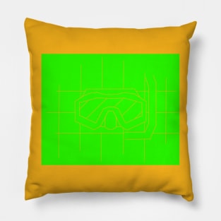 REVERSED GRID DRAWING OF A DIVE MASK green Pillow