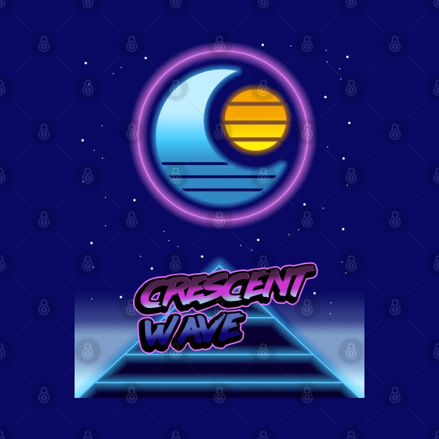 Retrowave Crescent Moon (transparent) by VixenwithStripes