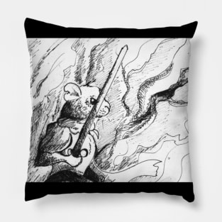 Warrior mouse illustration tapestry design - vintage medieval fantasy inspired art and Pillow