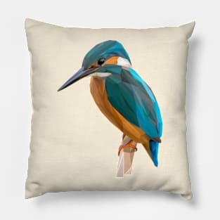 Kingfisher Bird Lowpoly Art Pillow