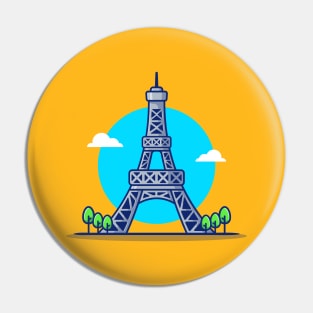 Eiffel Tower Cartoon Illustration Pin