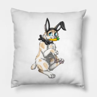 Bobtail BunnyCat: Cream Bicolor (Black) Pillow