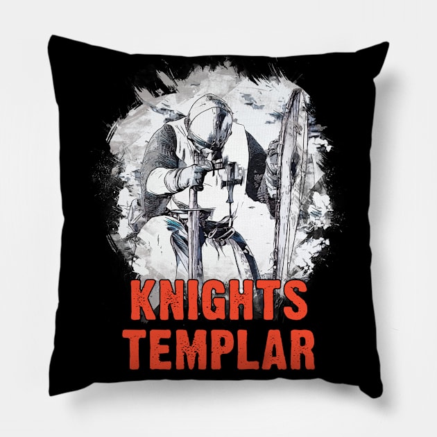 ✞ Knights Templar ✞ Crusaders Warriors ✞ Red White Black Edition Pillow by Naumovski