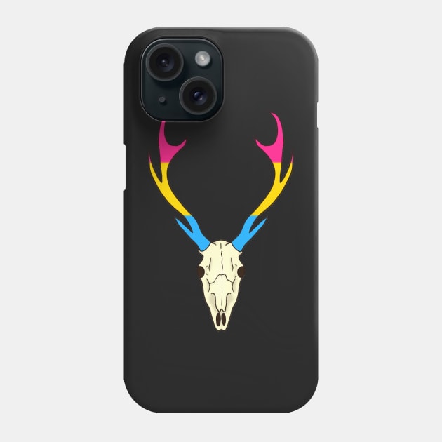 Pansexual Pride Deer Skull Phone Case by whizz0