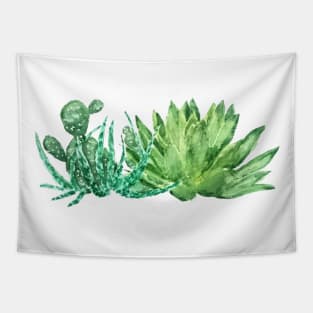 green succulent arrangement watercolor Tapestry