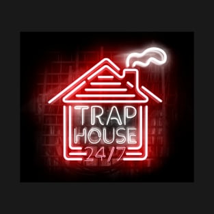 TRAP HOUSE Glowing RED NEON SIGN T-Shirt