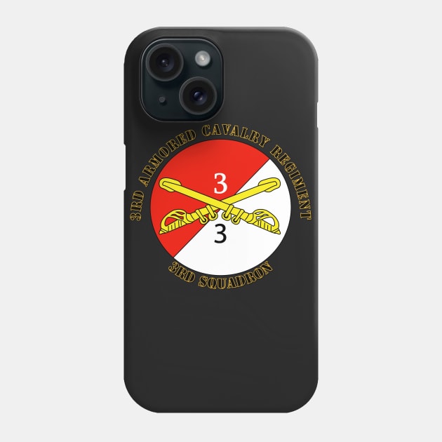 3rd Squadron - 3rd Armored Cavalry Regiment with Text Phone Case by twix123844