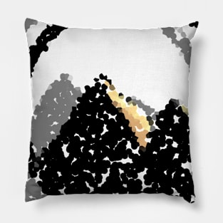 Mountain in a circle with pointillize style Pillow