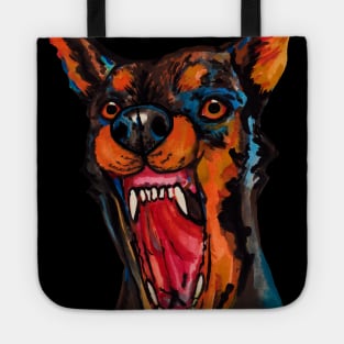 Angry watercolor doberman dog Tote