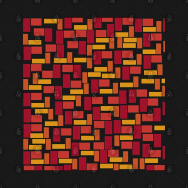 PATTERN OF YELLOW AND ORANGE RED RECTANGLES AND SQUARES by SAMUEL FORMAS