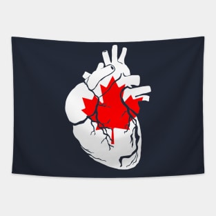 Anatomical heart design, Canadian flag Tapestry