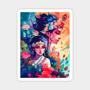 Abstract Art of Radha Krishna: Digital Print for Housewarming Gifts and Wall Decor Magnet