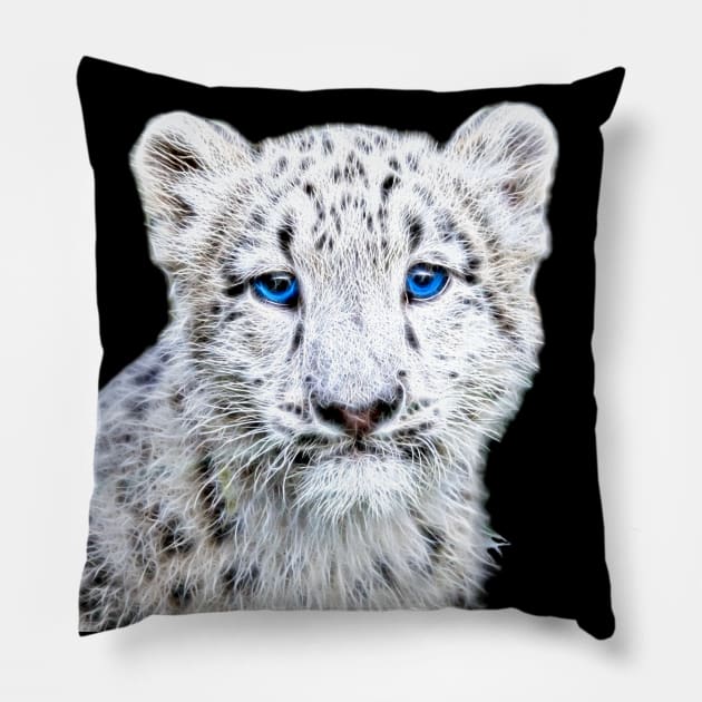 Snow Leopard Cub Pillow by Orikall