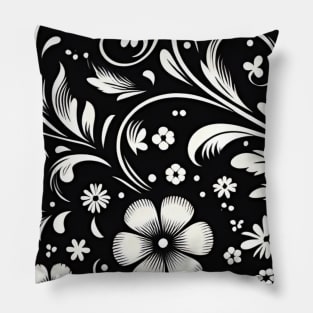 Black and White Floral Pillow