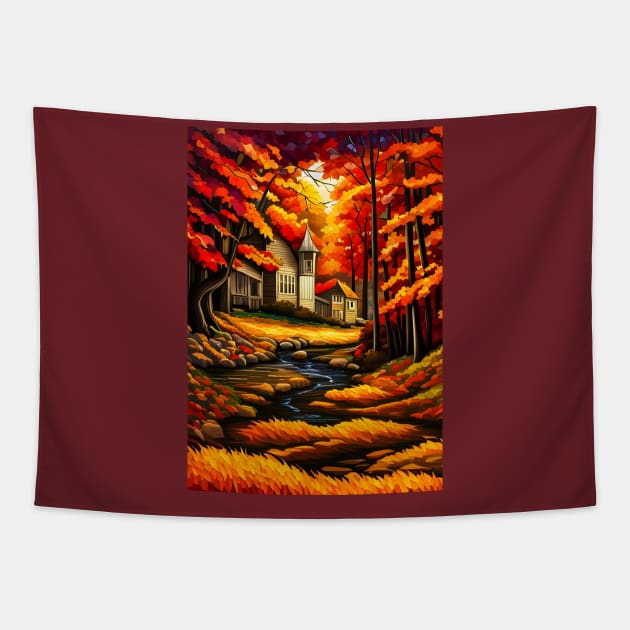 Stained Glass Autumn Foliage Tapestry by Chance Two Designs