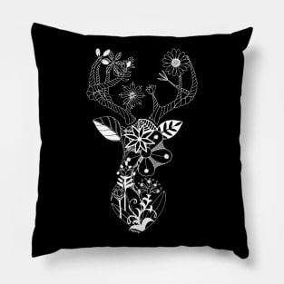 White Flower Deer Pillow