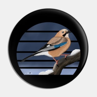 Jay Bird Illustration Pin