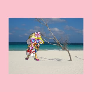 happy girl on a cuban beach T-Shirt