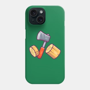 Axe Splitting Wood Cartoon Phone Case