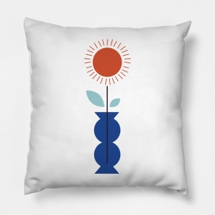 Sun vase flower flowers summer happiness happy positive vibes sunny sunshine orange blue Pillow