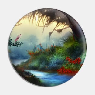 Beautiful Fantasy Landscape with Tree and River Pin