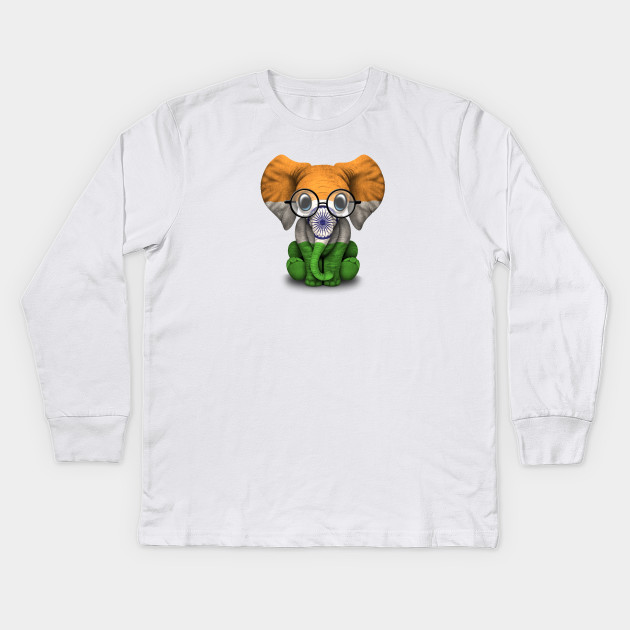 Baby Elephant With Glasses And Indian Flag Indian Kids Long