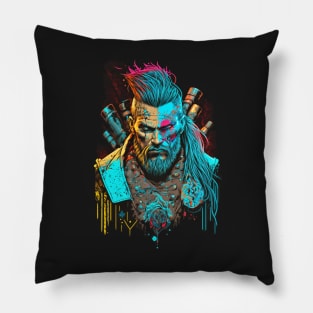 Neon Cyberpunk Viking - V1.13 Pillow