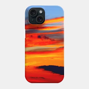 Breathtaking red sunset on the blue sky with weird clouds Phone Case