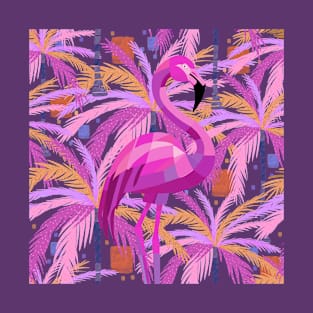 Vibrant Pink Flamingo Palm Trees T-Shirt