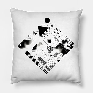 Monochrome Mystique: Geometric Rombus T-Shirt with Witty Vector Patterns Pillow