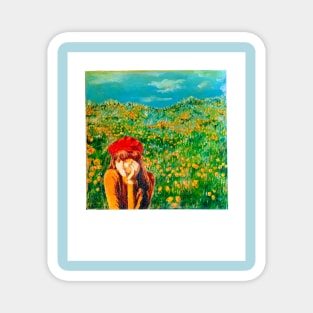 Retro Polaroid - Aesthetic Floral Painting Magnet