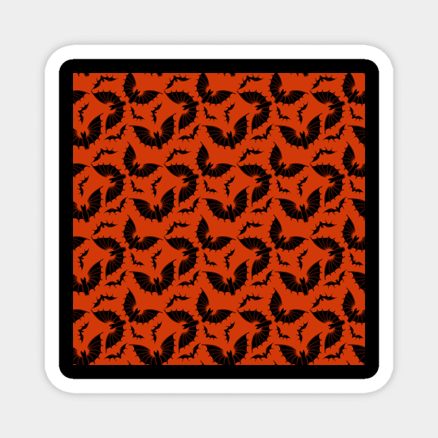 Halloween Bats on Orange Velvet Magnet by PatricianneK