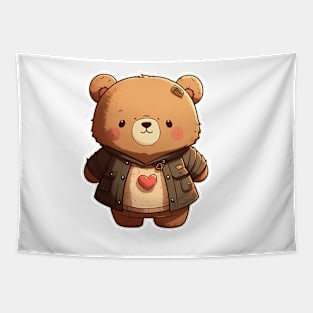 Cute Bear Cartoon Adventurer Adorable Kawaii Animal Tapestry