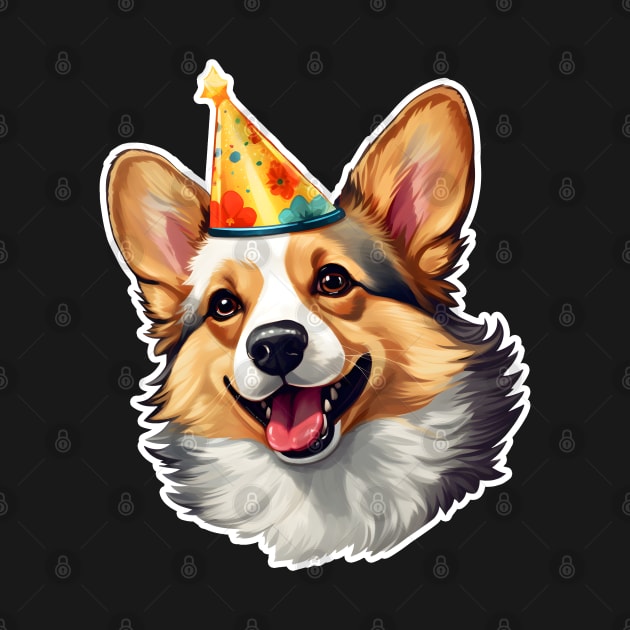 Happy Birthday cone Corgi by beangeerie