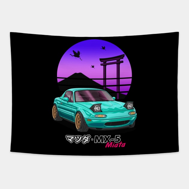 Green MX5 Miata JDM Legend Tapestry by Guyvit