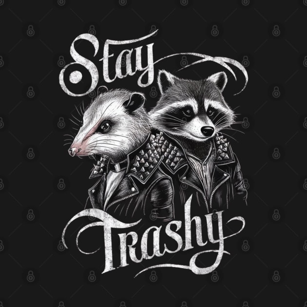 Stay Trashy Funny Possum And Raccoon Lovers by Lovelydesignstore