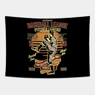 Vintage Baseball League Pitcher Tapestry