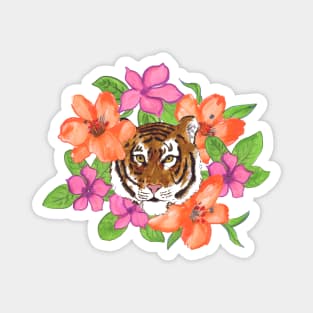 Floral Tiger Portrait Magnet