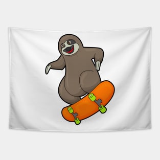 Sloth as Skater with Skateboard Tapestry