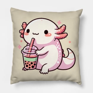 chubby axolotl enjoy boba Pillow