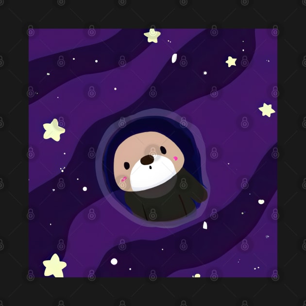 OtterSpace Otter peeking from universe Illustration by SubtleSplit