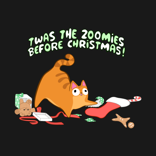 Twas the Zoomies Before Christmas stocking mess Orange Tabby funny by xenotransplant