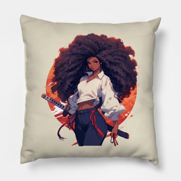 Afro Samurai Girl Pillow by Genbu